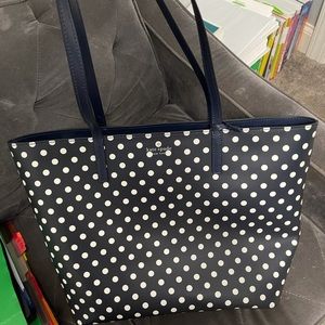 Kate spade tote navy and white polka dot.